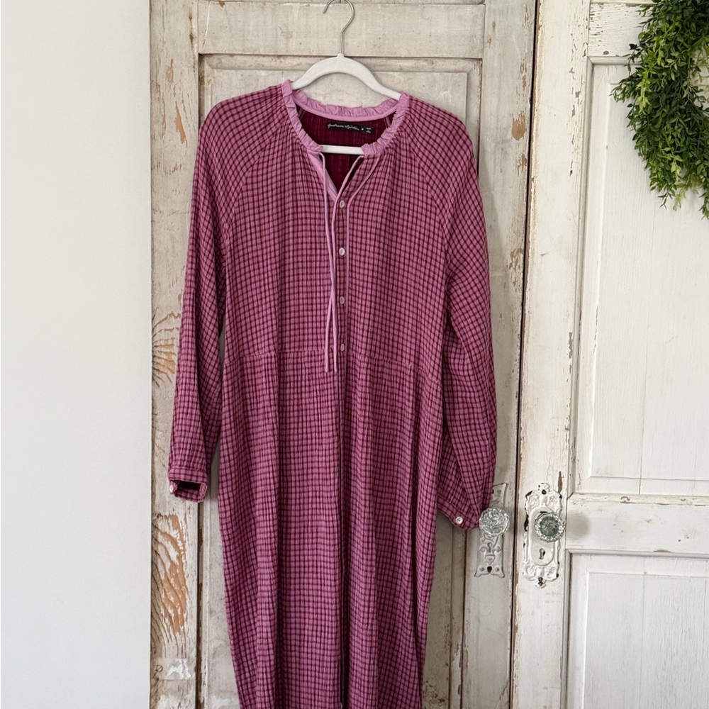 Gudren Sjoden lilac  Checkered Long Sleeve Dress
